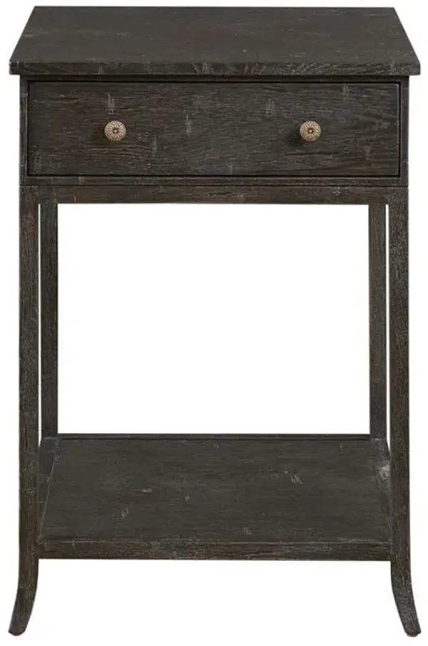 Sincerity Rustic Lodge Worn Black Wood Nightstand