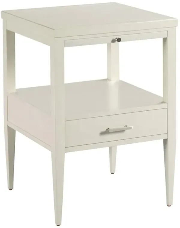 Toulon Modern Classic Carrara White Wood Nickel Nightstand