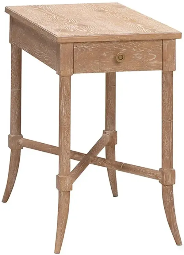 Tradd French Country Limewash Brown Oak Drink Table