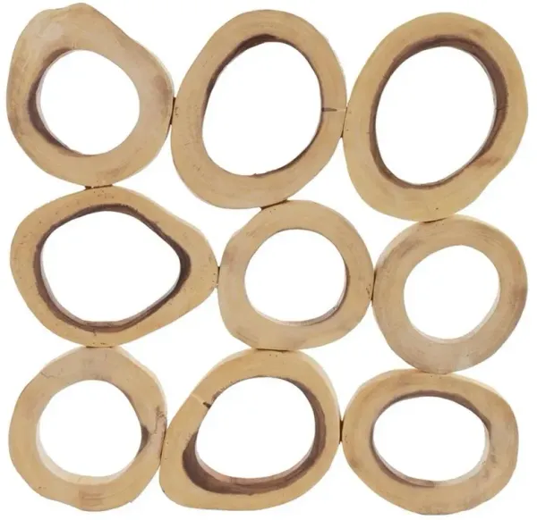 Runa Natural Chamcha Wood Square Wall Sculpture - Small