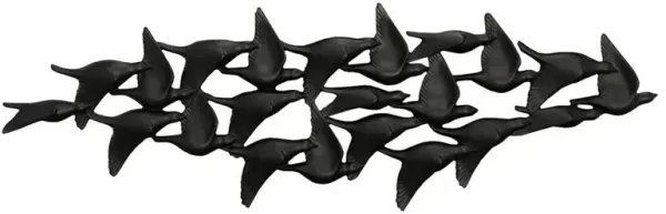 Giles Modern Classic Black Flock Of Birds Wall Sculpture