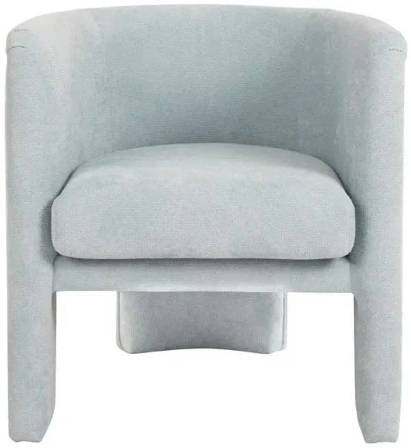 Worlds Away Lansky Mid Century Light Blue Performance Barrel Arm Chair