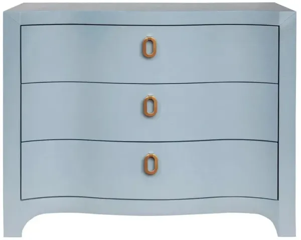 Worlds Away Cora Modern Classic Blue Linen Brass Pull Bachelor Chest