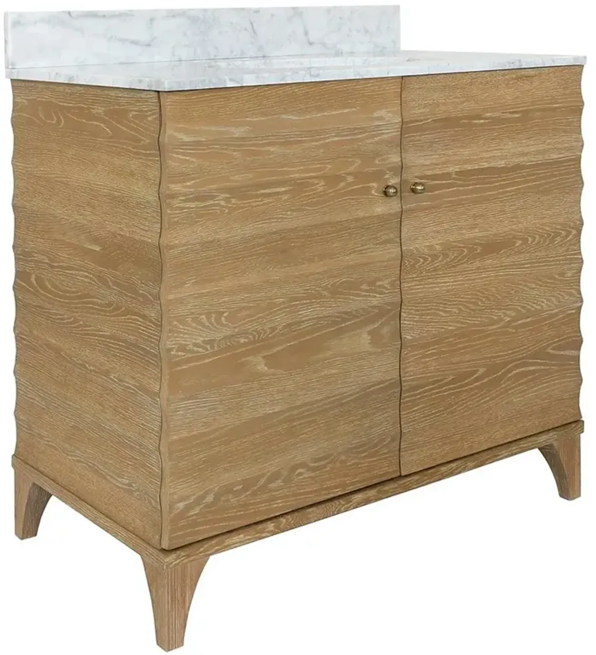 Worlds Away Rhodes Modern Classic White Marble Cerused Oak Bath Vanity Sink - 37"