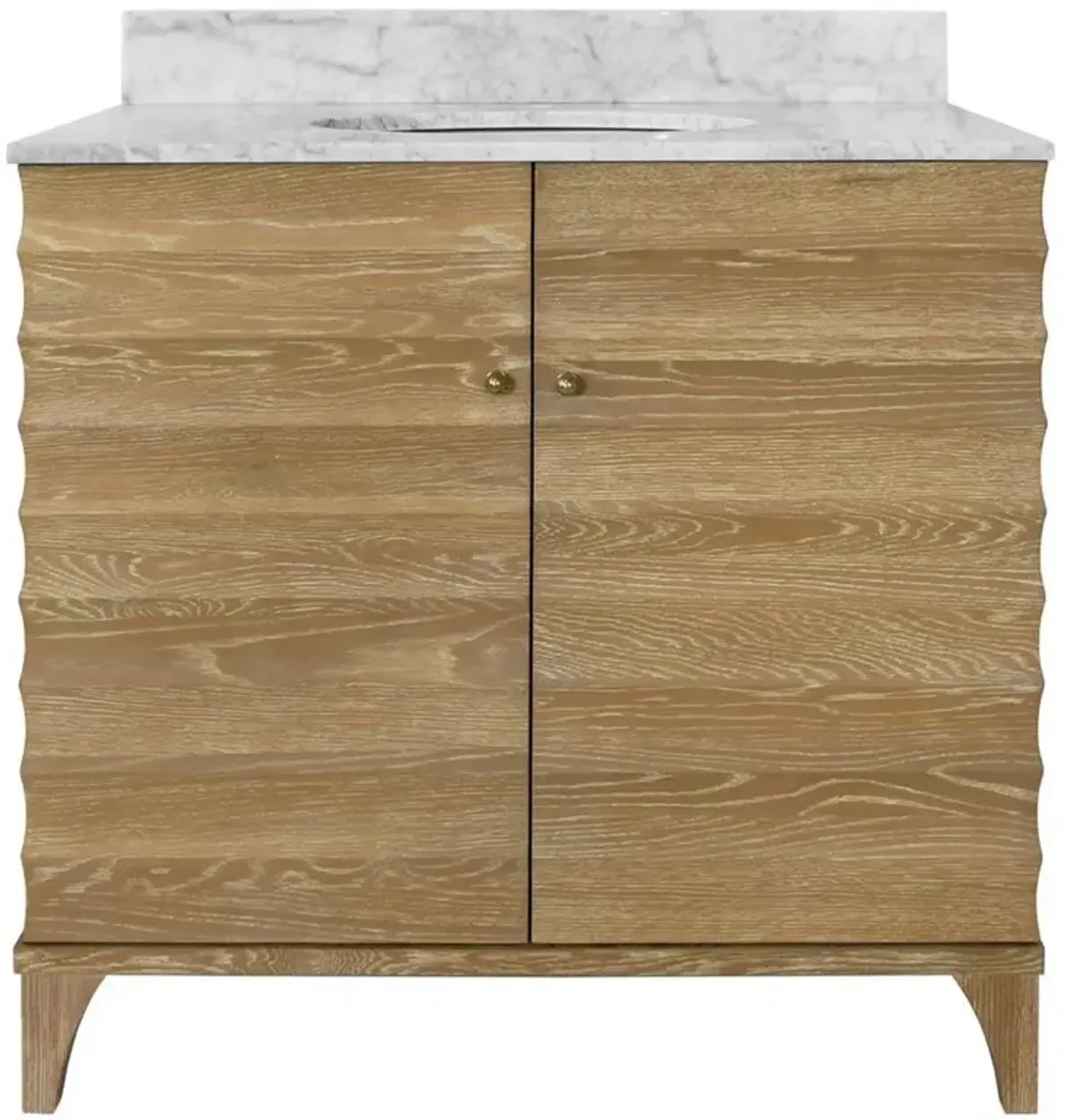 Worlds Away Rhodes Modern Classic White Marble Cerused Oak Bath Vanity Sink - 37"