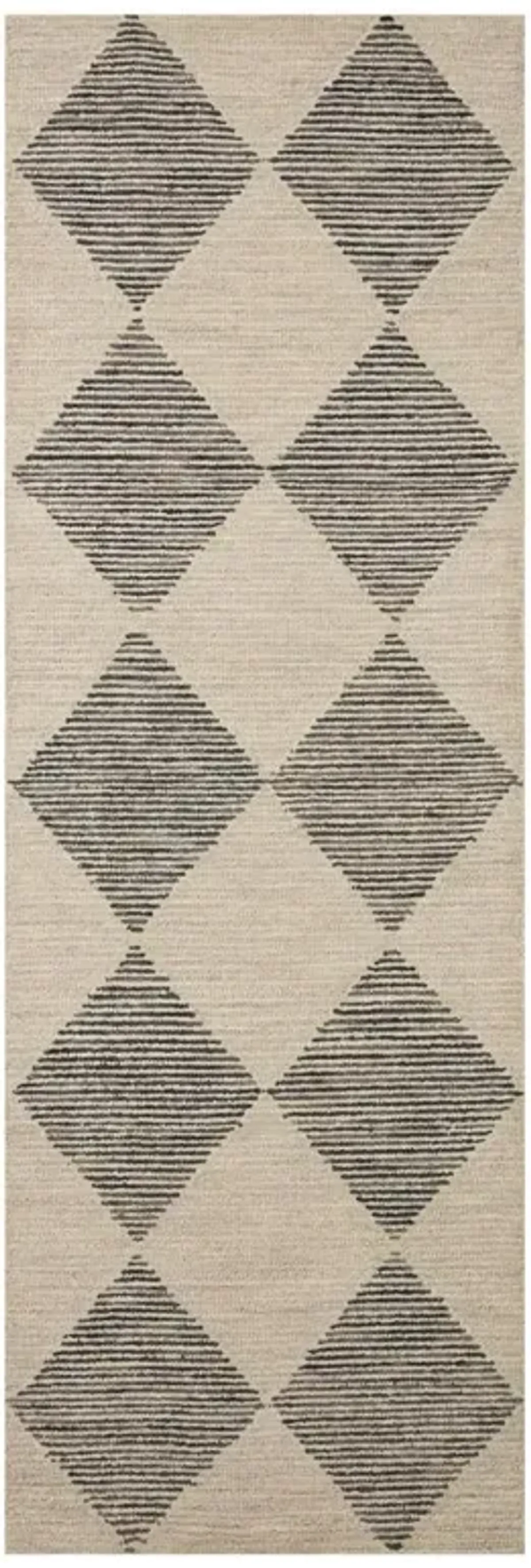 Kaelith French Country Beige Wool Diamond Patterned Rug - 2'6"x7'6"