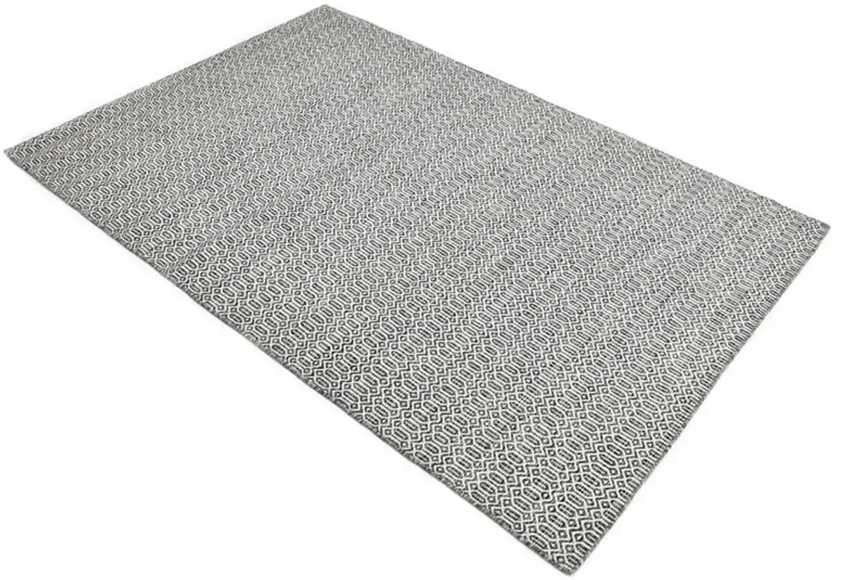 Carys Modern Charcoal Wool Diamond Patterned Rug - 8'x10'
