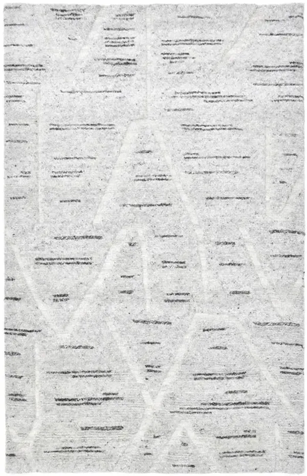 Cassie Modern Light Grey Wool Linear Patterned Hand Knotted Rug - 9'x12'