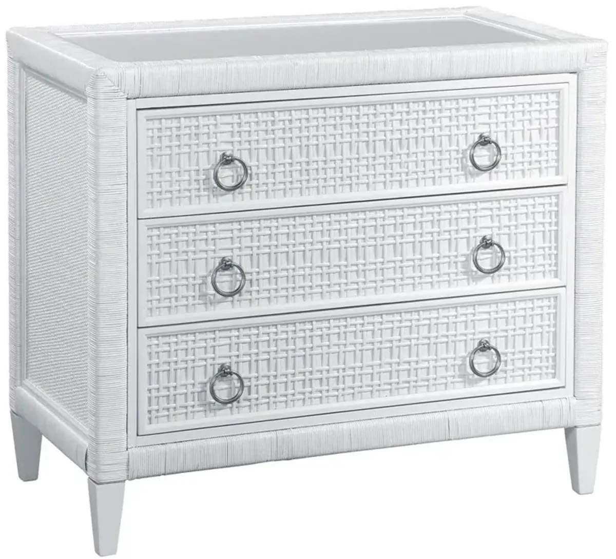Kalea Coastal Beach White Woven Rattan Chest