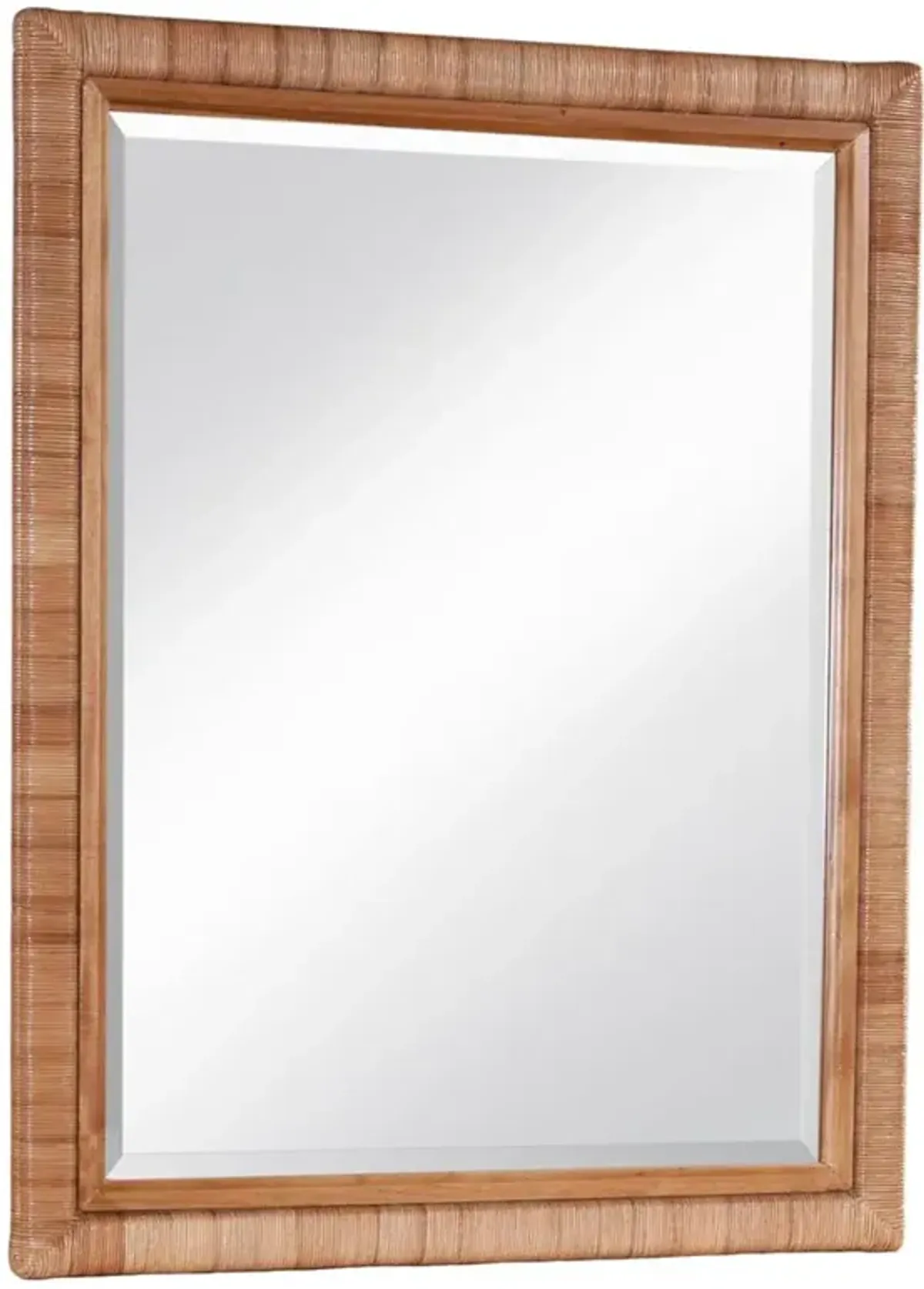 Kalea Coastal Beach Brown Woven Rattan Dresser Mirror