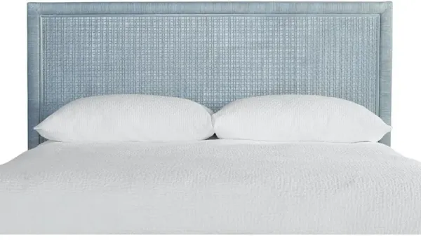 Kalea Coastal Beach Blue Woven Rattan Headboard - Queen