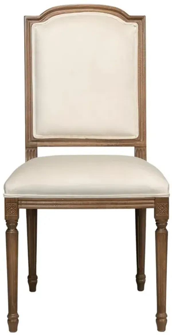 Alfred French Country Beige Upholstered Brown Wood Dining Side Chair