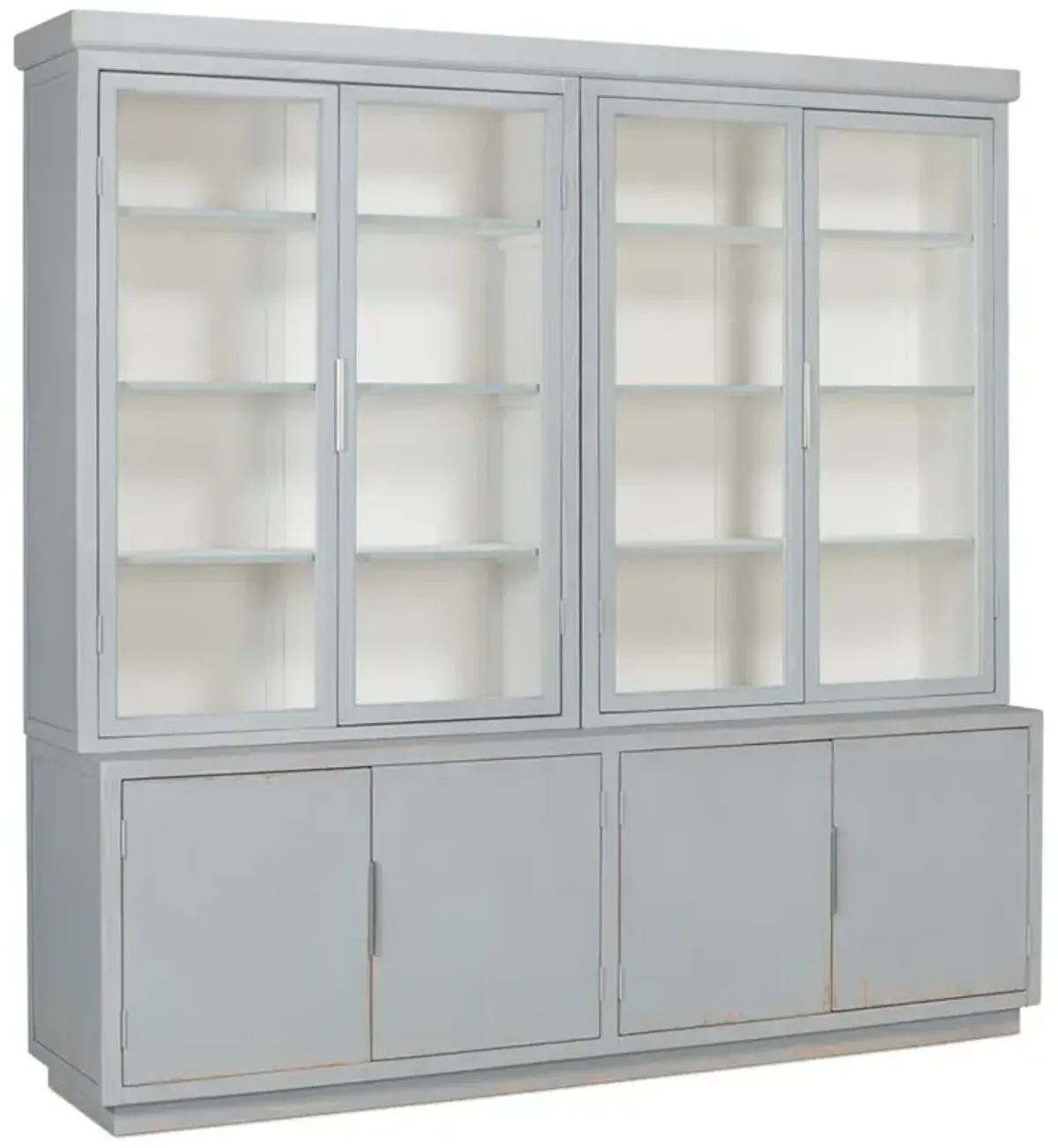 Norson Coastal Beach Blue Oak Wood Double Bookcase