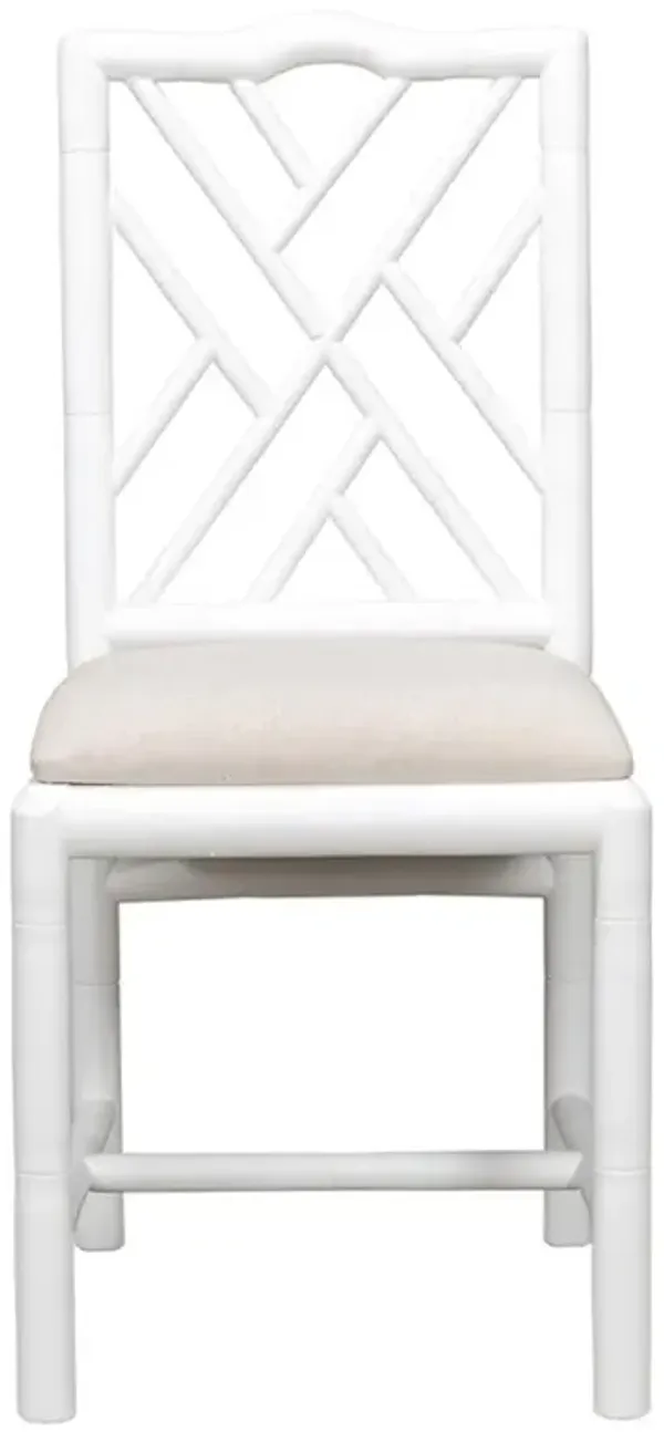 Grace French Country Beige Upholstered Linen White Oak Dining Side Chair
