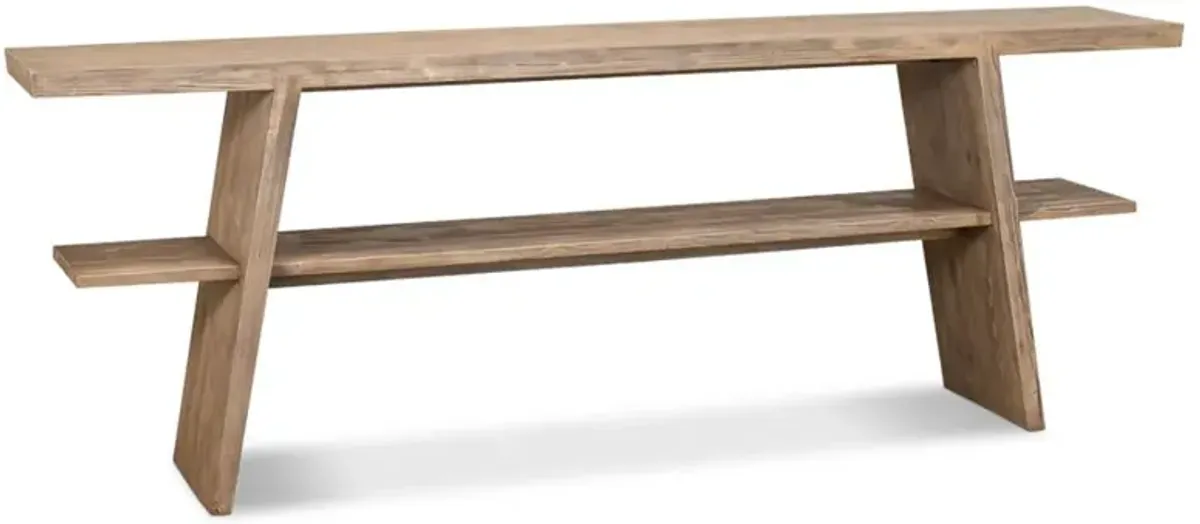 Rustom Rustic Lodge Brown Pine Wood Console Table