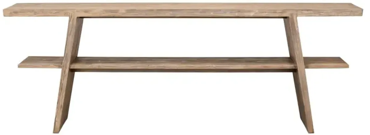 Rustom Rustic Lodge Brown Pine Wood Console Table