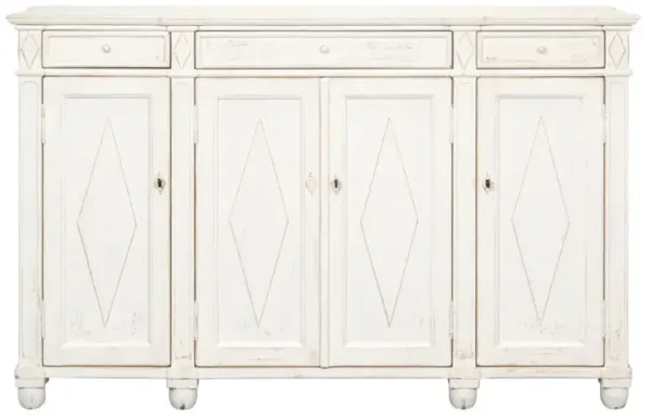 Gareth French Country White Reclaimed Pine Wood Sideboard