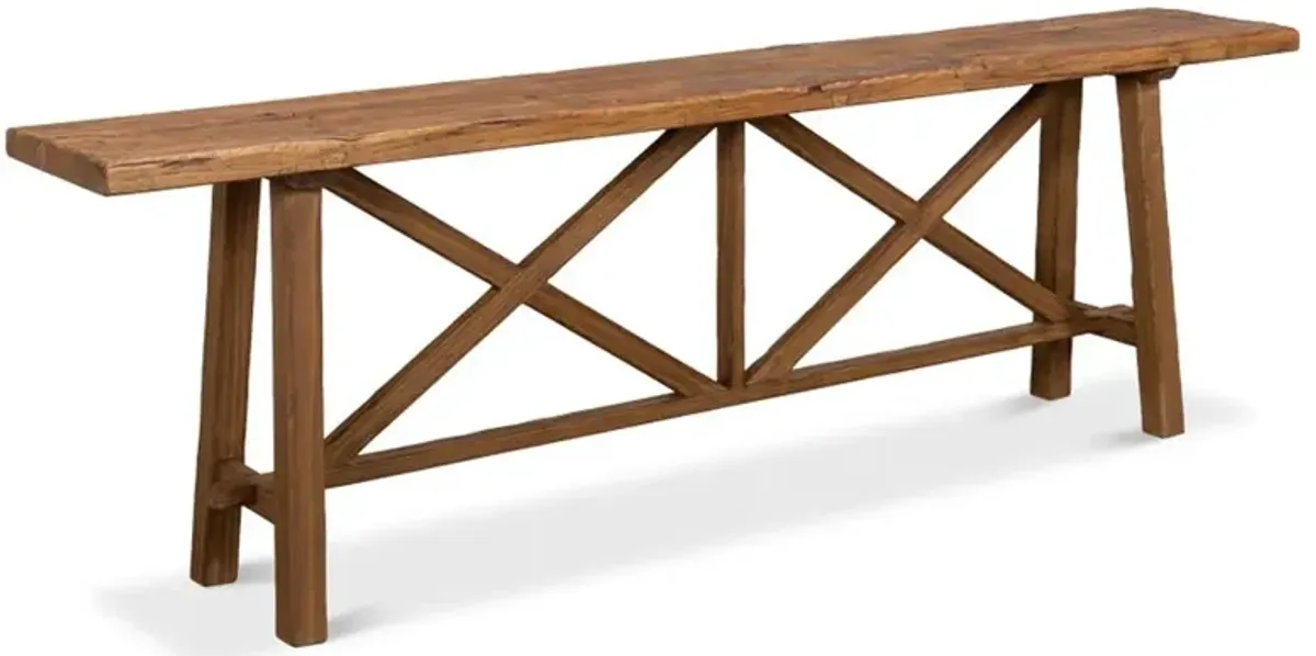 Jaime Rustic Lodge Brown Reclaimed Pine Wood X Base Console Table