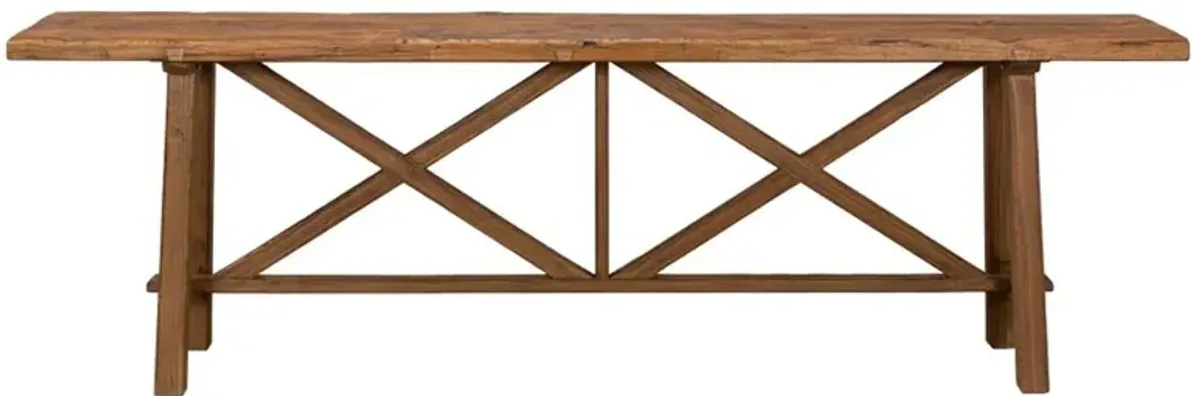 Jaime Rustic Lodge Brown Reclaimed Pine Wood X Base Console Table