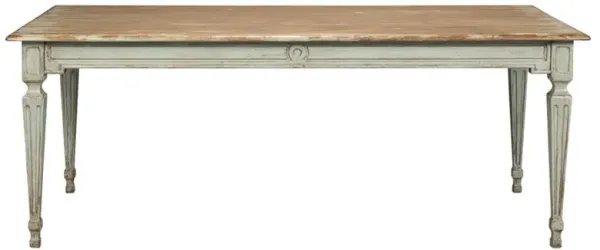 Ember French Country Antique Sage Green Wood Rectangular Dining Table - 79"W