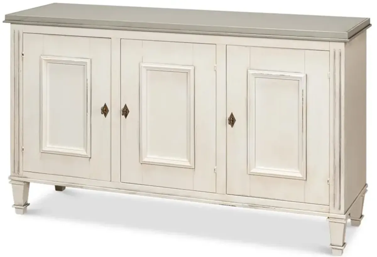 Alfred French Country Grey Quartz White Wood Sideboard
