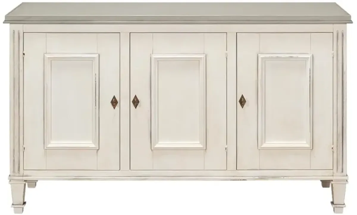 Alfred French Country Grey Quartz White Wood Sideboard