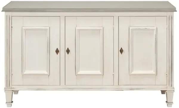 Alfred French Country Grey Quartz White Wood Sideboard