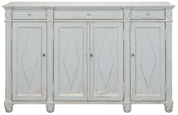 Gareth French Country Blue Reclaimed Pine Wood Sideboard