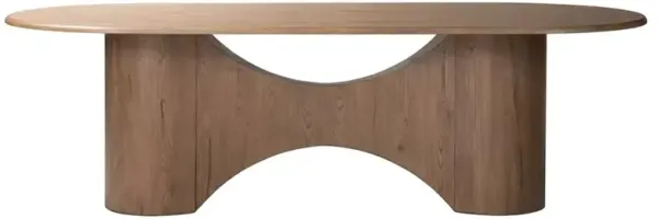Reagan Mid Century Brown Oak Wood Oval Dining Table - 98"W