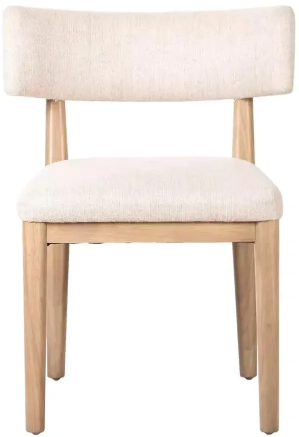 Cerise Modern Classic Cream Upholstered Wood Dining Side Chair