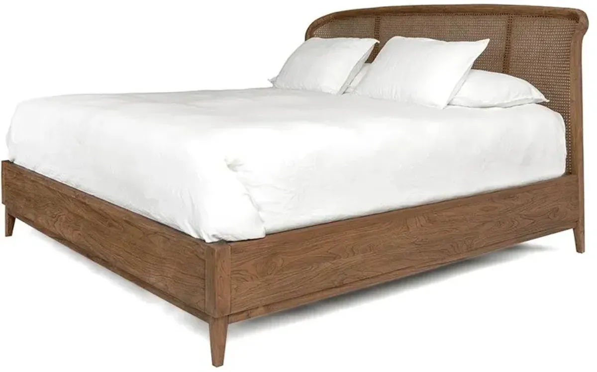Fabian Coastal Beach Natural Teak Woven Cane Bed - Queen