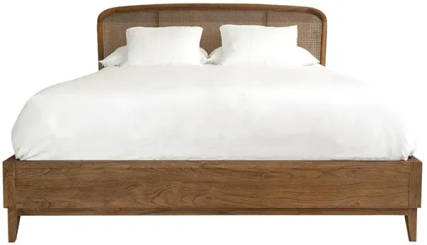 Fabian Coastal Beach Natural Teak Woven Cane Bed - Queen
