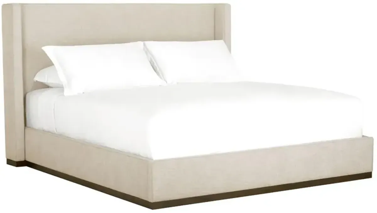 Silas Modern Classic Beige Performance Brown Wood Wingback Bed - California King