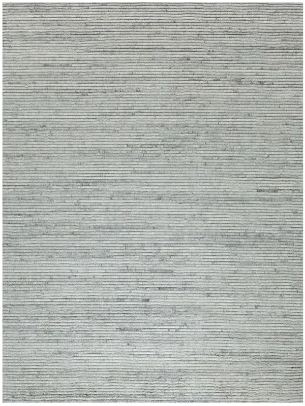 Simon Modern Classic Light Grey Wool Textured Solid Hand Knotted Rug - 6'x9'