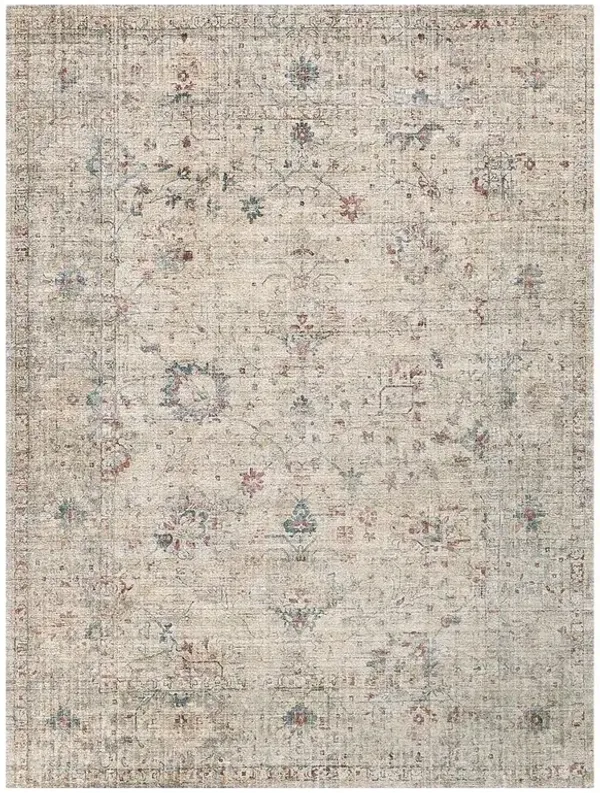Callan Global Bazaar Beige Wool Floral Patterned Rug - 6'x9'