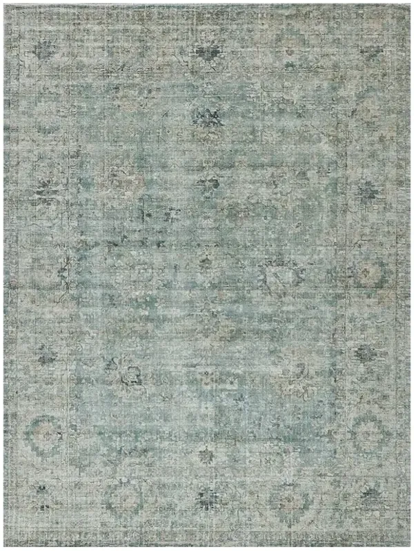 Callan Global Bazaar Blue Wool Floral Patterned Rug - 10'x14'