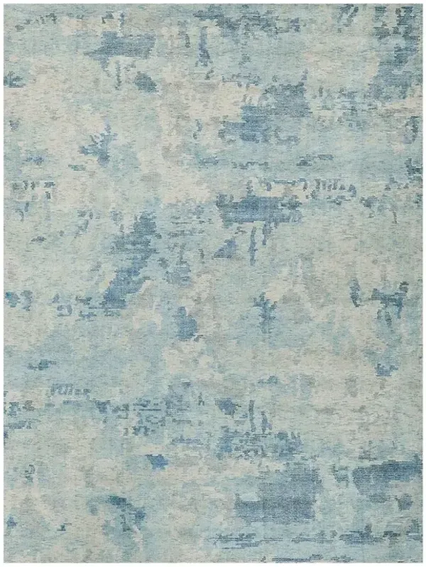 Elijah Modern Blue Wool Abstract Patterned Rug - 14'x18'