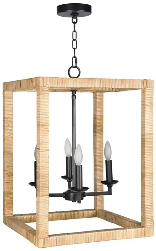 Newport Coastal Beach Natural Rattan Wrapped Frame Lantern