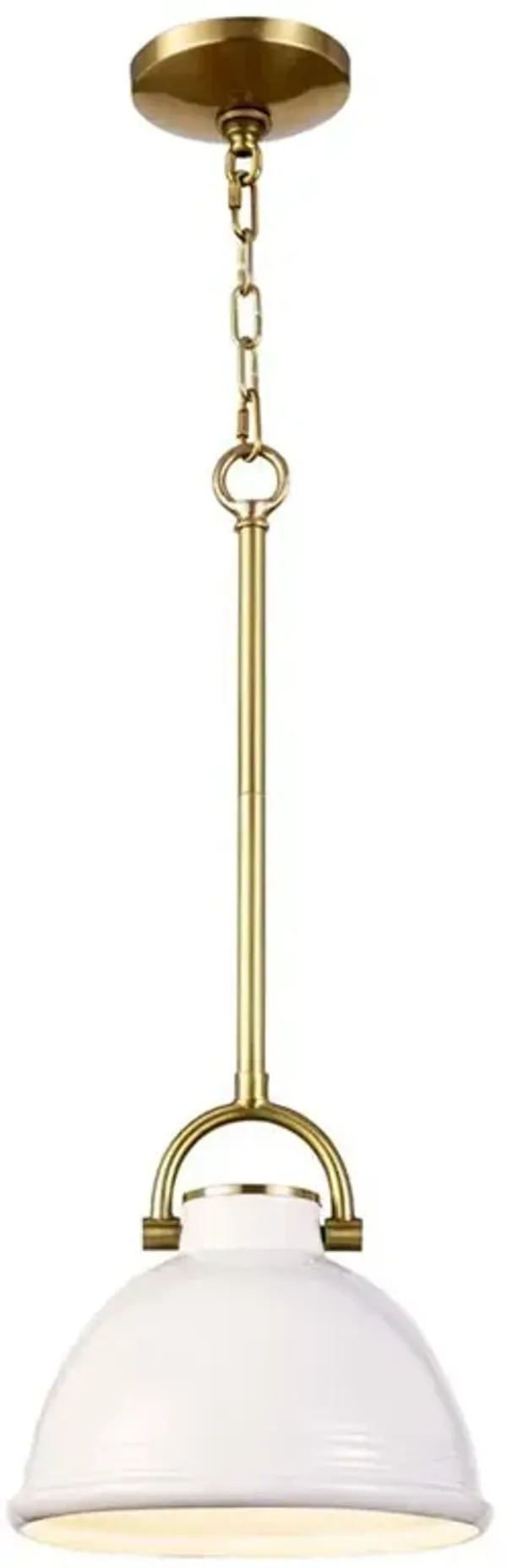 Eloise Industrial Loft White Ceramic Brass Accent Pendant - Small