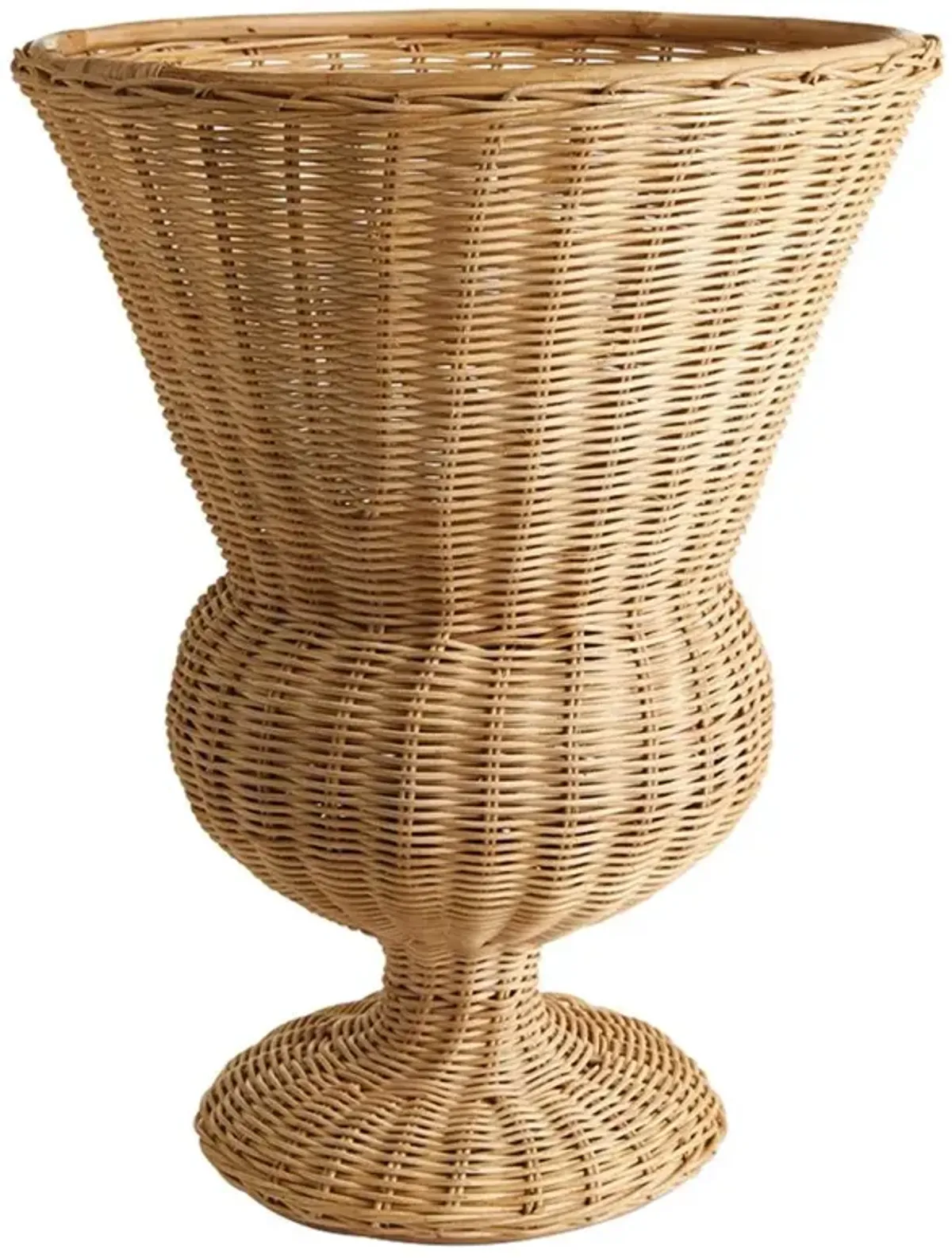 Tahmina Coastal Beach Brown Woven Rattan Footed Planter Vase