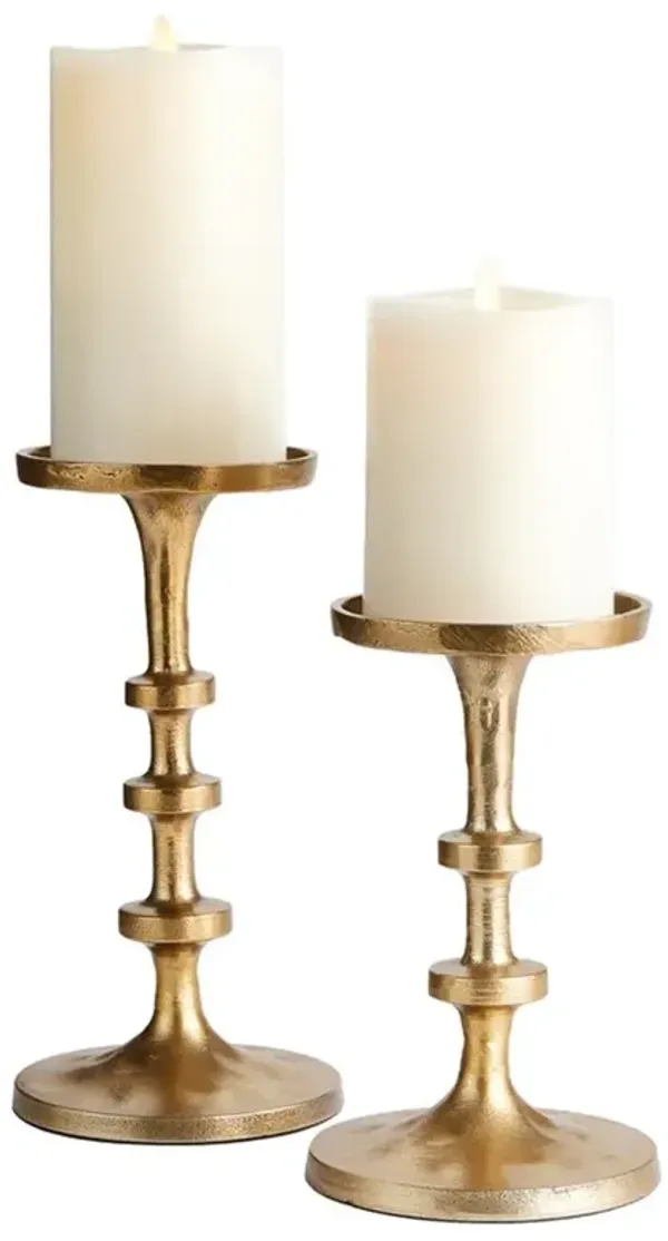 Tallulah Coastal Beach Gold Aluminum Candleholder - Set of 2