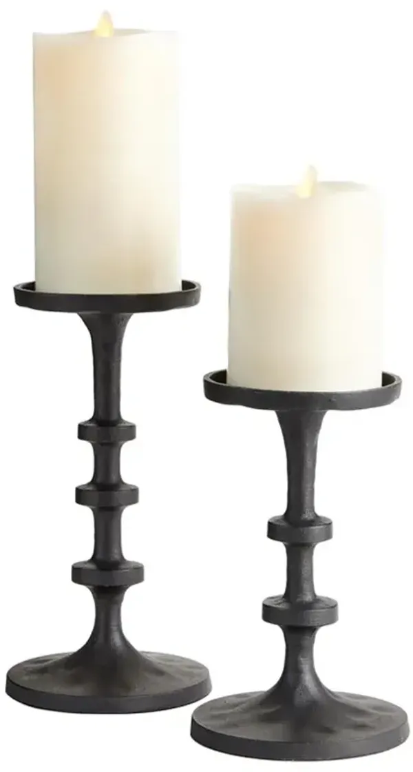Tallulah Coastal Beach Black Aluminum Candleholder - Set of 2