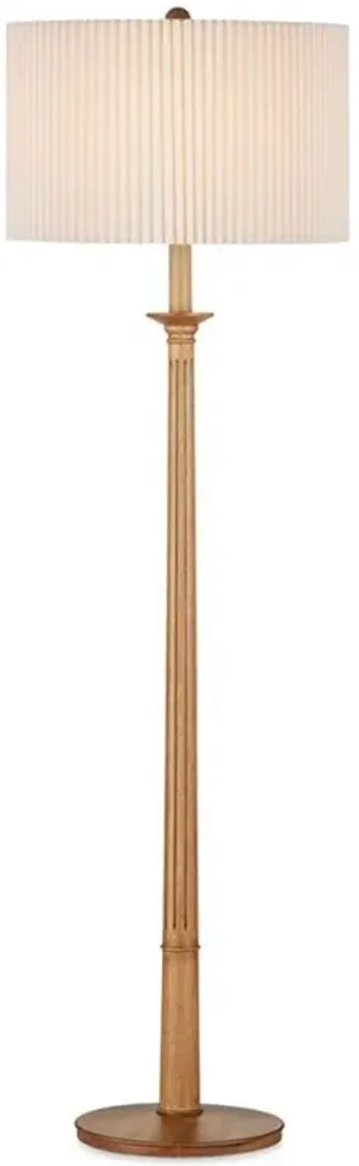 Rivera Mid Century Natural Wood Pleated Shade Column Floor Lamp