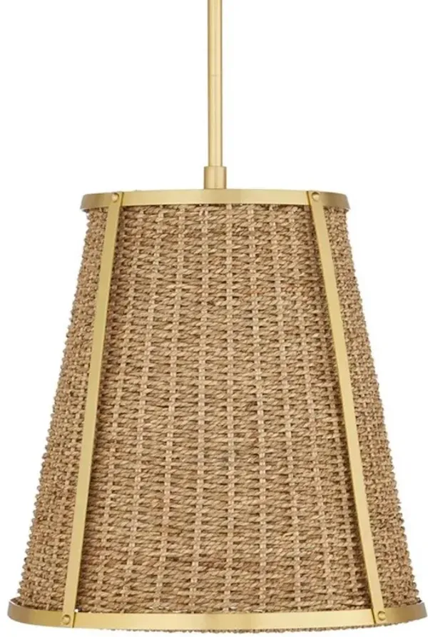 Shevone Traditional Polished Brass Seagrass Pendant - Small