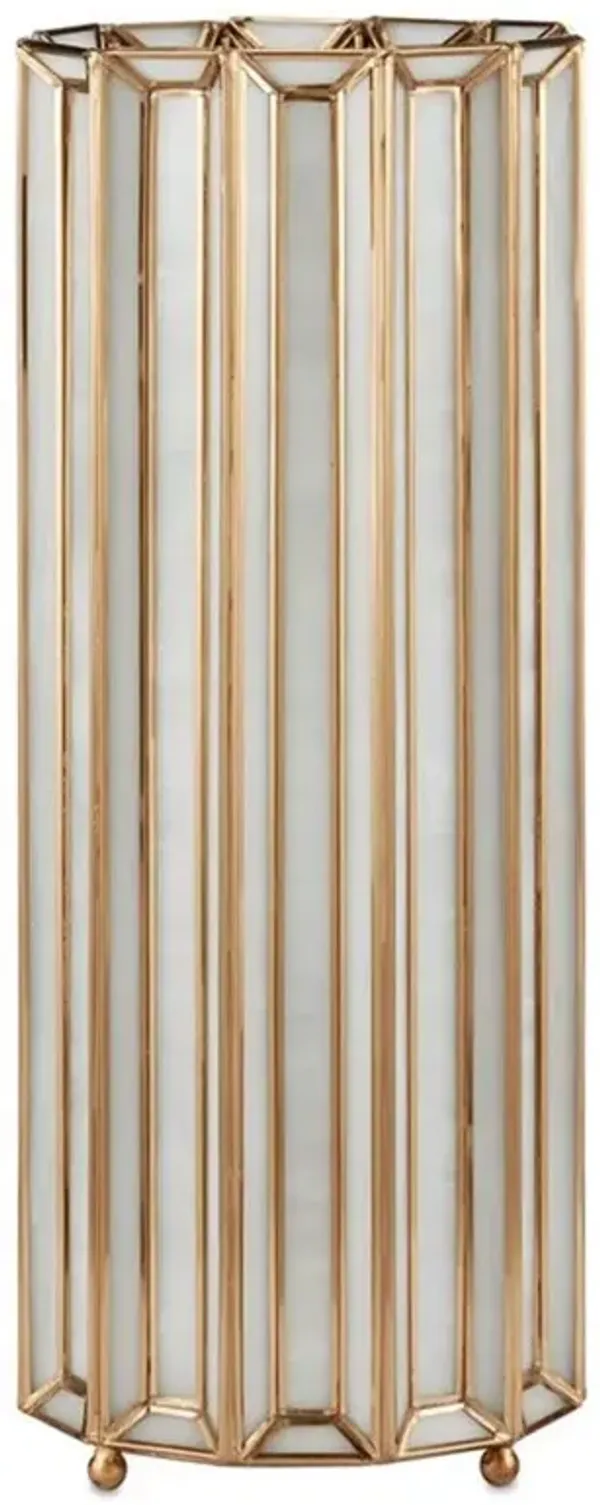 Cazelle Hollywood Regency Antique Brass Paneled Uplight Table Lamp