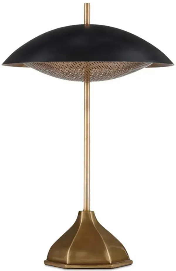 Darxi Industrial Loft Antique Brass Black Dome Table Lamp
