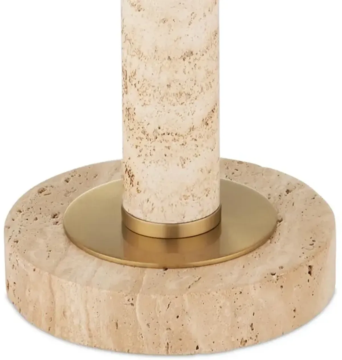 Shiloh Mid Century Beige Travertine Brass Table Lamp