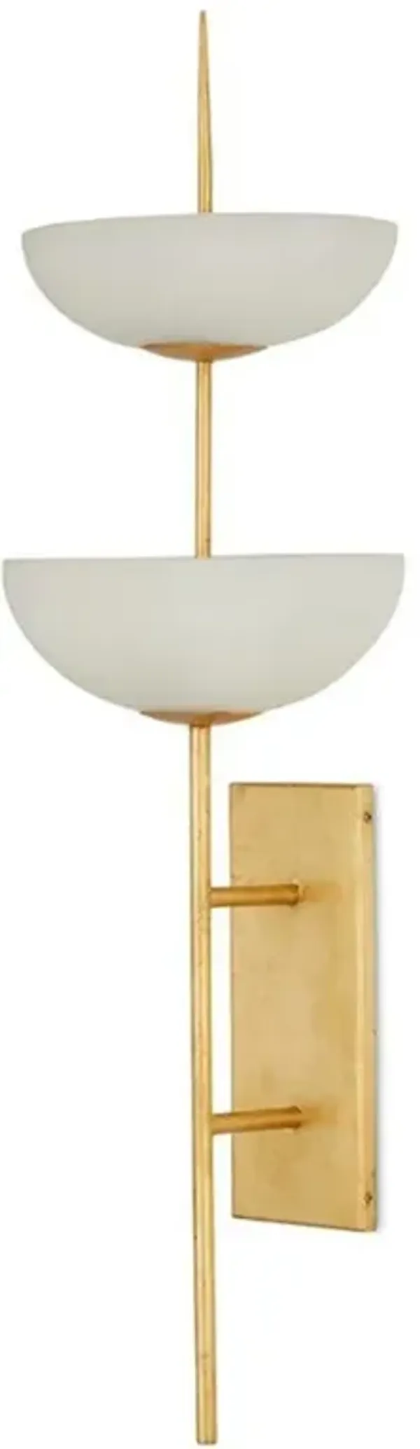 Charlie Hollywood Regency Gold Wrought Iron White Bowl Wallchiere Sconce
