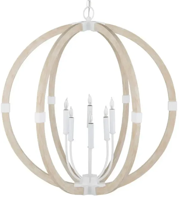 Sebastian Coastal Beach Sandstone Wood Orb Chandelier