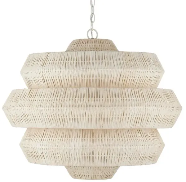 Rica Coastal Beach White Rattan 3 Tier Chandelier - Medium